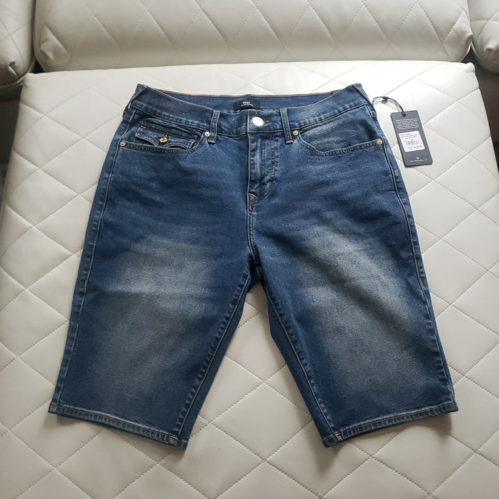 Men True Religion Relaxed Straight Denim Shorts Size 32